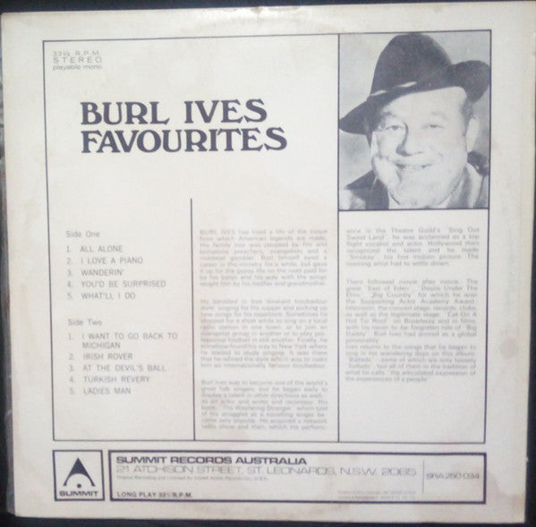 Burl Ives : Burl Ives Favourites (LP)