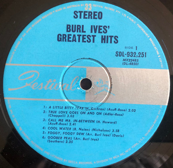 Burl Ives : Burl Ives' Greatest Hits! (LP, Comp)