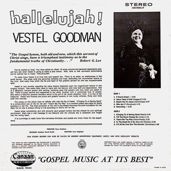 Vestal Goodman : Hallelujah! (LP, Album)