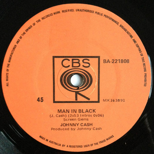 Johnny Cash : Man In Black  (7", Single)