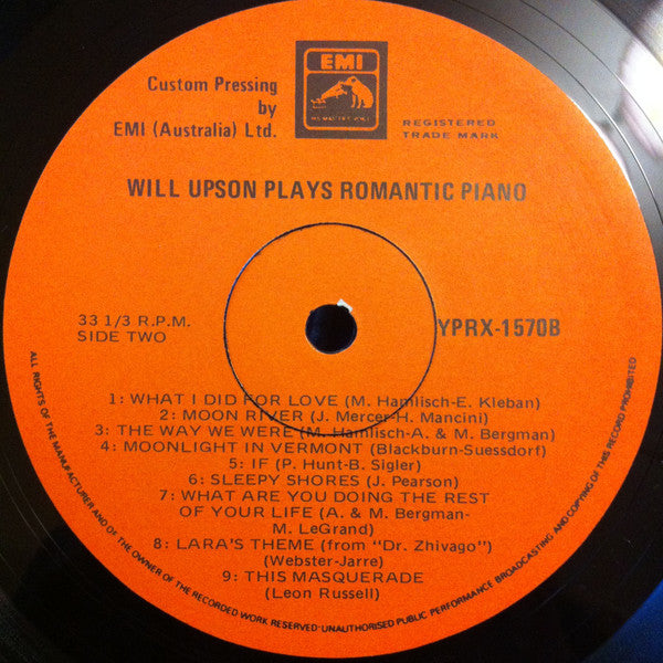 Will Upson : Will Upson Plays Romantic Piano (LP)