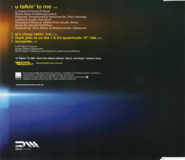 Disco Montego : U Talkin' To Me (CD, Single)