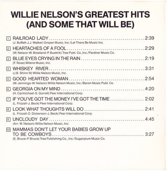 Willie Nelson : Greatest Hits (& Some That Will Be) (CD, Comp, RE)