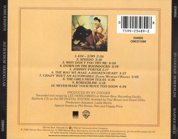Ry Cooder : Borderline (CD, Album)