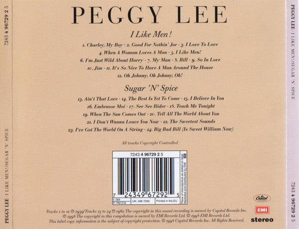 Peggy Lee : I Like Men! / Sugar 'N' Spice (CD, Comp, RM)