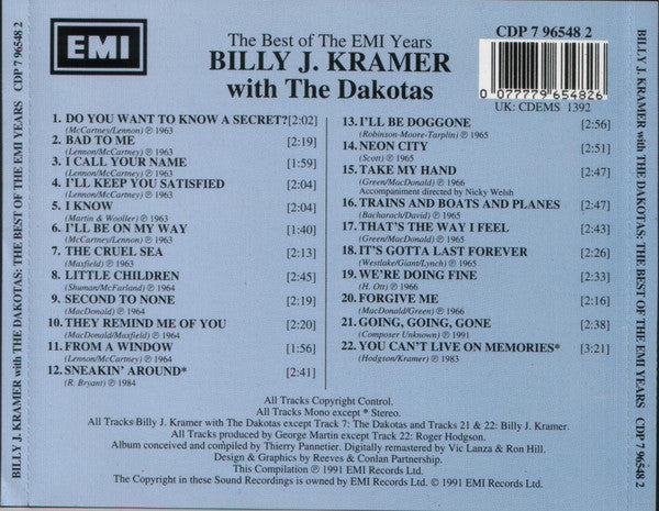 Billy J. Kramer With The Dakotas* : The Best Of The EMI Years (CD, Comp, Mono, RM)