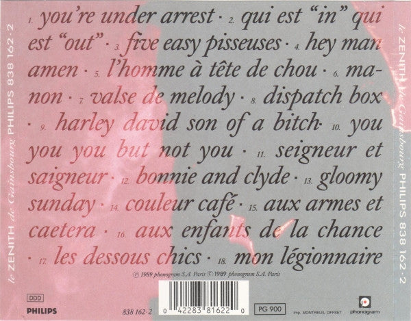 Serge Gainsbourg : Le Zénith De Gainsbourg (CD, Album)