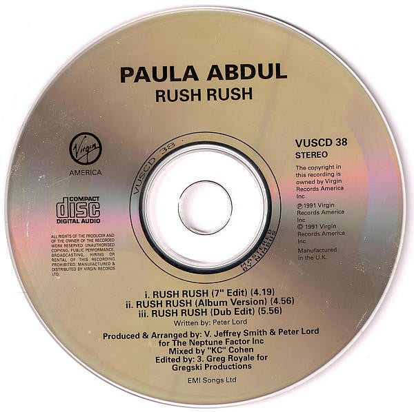 Paula Abdul : Rush Rush (CD, Single)