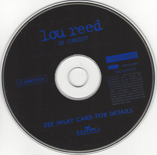 Lou Reed : Live, In Concert (CD, Album, RE)