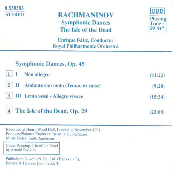 Rachmaninov*, Enrique Bátiz*, Royal Philharmonic Orchestra : Symphonic Dances, Op.45 / The Isle Of The Dead  Op. 29 (CD, Album, RE)