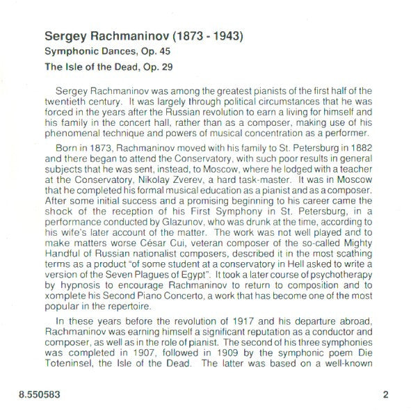 Rachmaninov*, Enrique Bátiz*, Royal Philharmonic Orchestra : Symphonic Dances, Op.45 / The Isle Of The Dead  Op. 29 (CD, Album, RE)