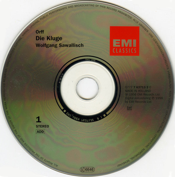 Carl Orff, Wolfgang Sawallisch, Philharmonia Orchestra : Die Kluge Der Mond (2xCD, Comp, RE, RM)