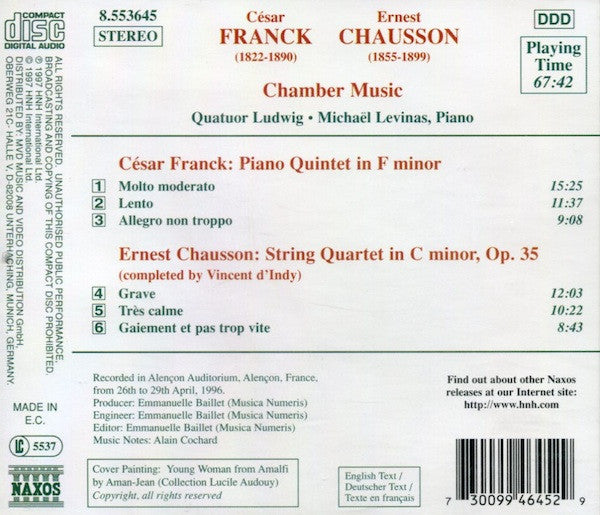 Franck*, Chausson*, Quatuor Ludwig, Michaël Levinas : Piano Quintet / String Quartet (CD, Album)