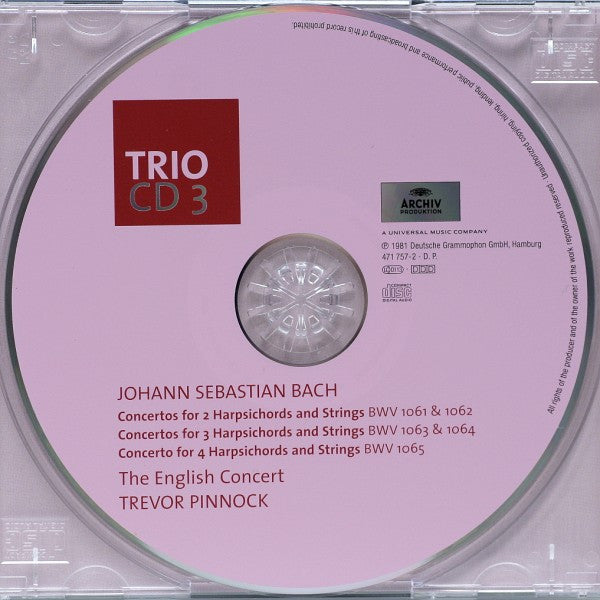Johann Sebastian Bach, Trevor Pinnock, Kenneth Gilbert, Nicholas Kraemer, Lars Ulrik Mortensen, The English Concert : Complete Harpsichord Concertos (3xCD, Comp, RE)