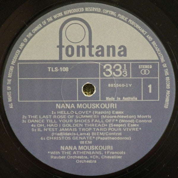 Nana Mouskouri : The Exquisite Nana Mouskouri (LP)