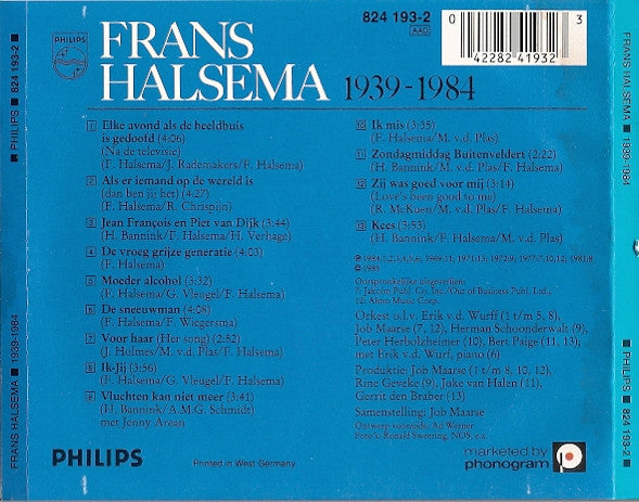 Frans Halsema : 1939-1984 (CD, Comp, RP)