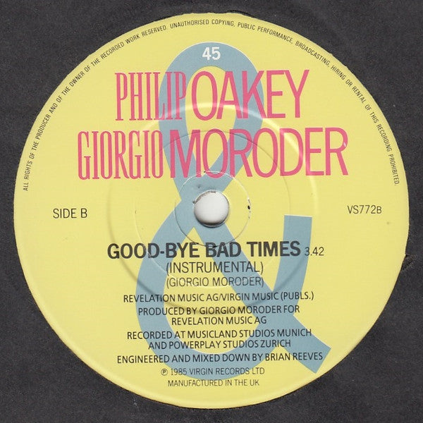 Philip Oakey & Giorgio Moroder : Good-Bye Bad Times (7", Single)