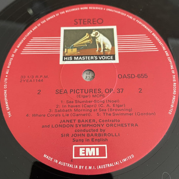 Elgar*, Jacqueline Du Pré, Sir John Barbirolli, London Symphony Orchestra, Janet Baker : Cello Concerto / Sea Pictures (LP)
