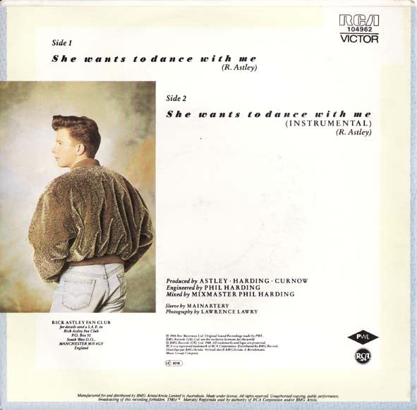 Rick Astley : She Wants To Dance With Me (7", Single)