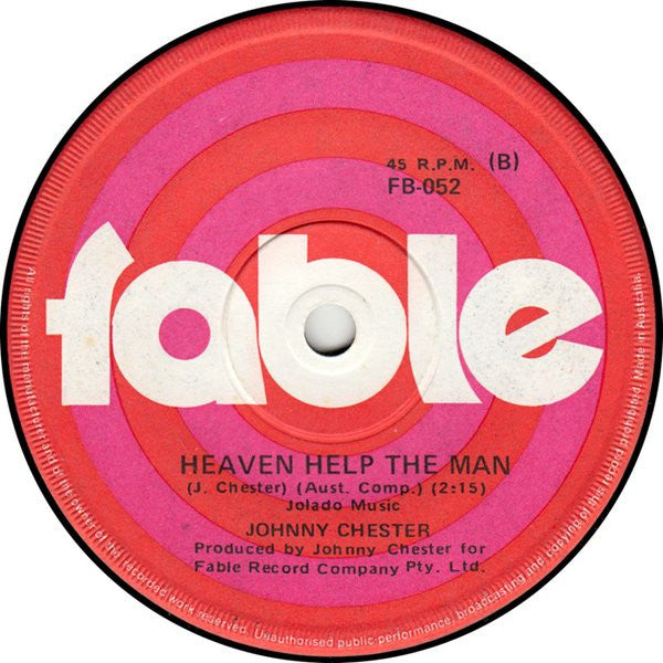Johnny Chester : Glory Glory (I'll Be Back To See The Storey Bridge) (7", Single)