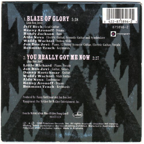 Jon Bon Jovi : Blaze Of Glory (CD, Single)