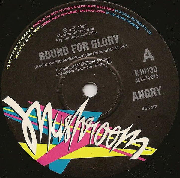 Angry Anderson : Bound For Glory (7", Single, Ltd)