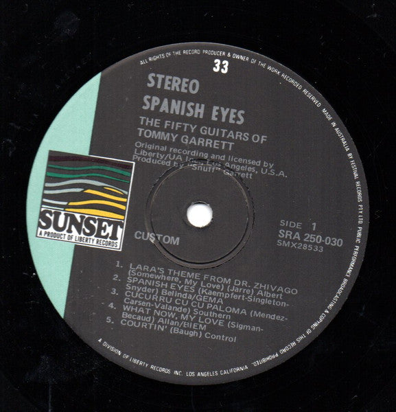 The 50 Guitars Of Tommy Garrett : Spanish Eyes (LP, Album)