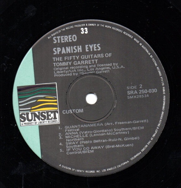 The 50 Guitars Of Tommy Garrett : Spanish Eyes (LP, Album)