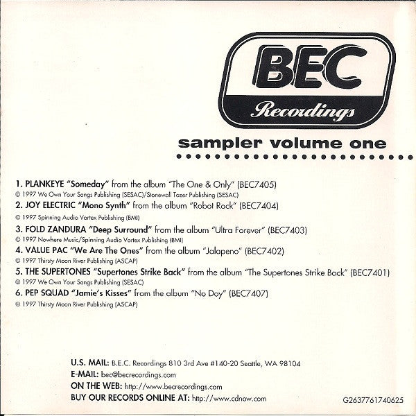 Various : BEC Recordings Sampler Volume One (CD, Smplr)