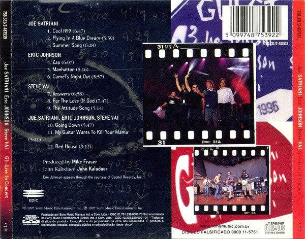 Joe Satriani / Eric Johnson (2) / Steve Vai : G3 Live In Concert (CD, Album)