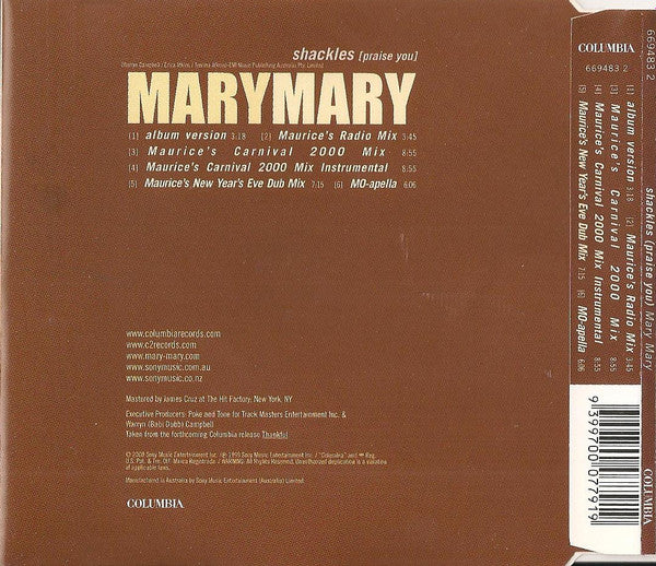 Mary Mary : Shackles (Praise You) (CD, Single)