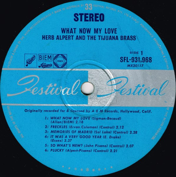 Herb Alpert & The Tijuana Brass : What Now My Love (LP, Album)