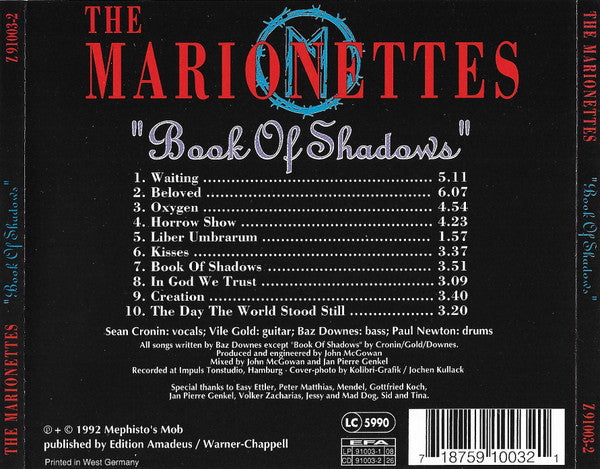 The Marionettes : Book Of Shadows (CD, Album, Red)