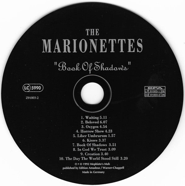 The Marionettes : Book Of Shadows (CD, Album, Red)