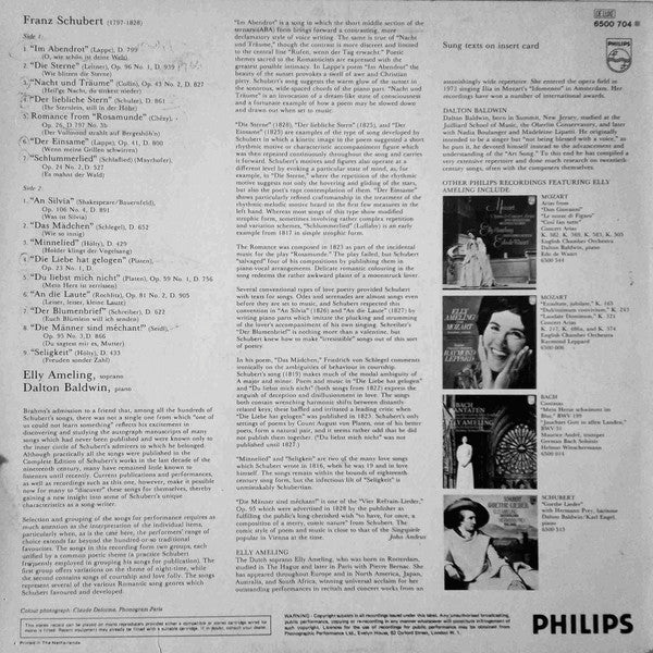 Franz Schubert - Elly Ameling, Dalton Baldwin : Lieder (LP)