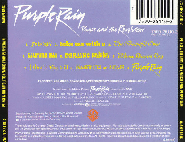 Prince And The Revolution : Purple Rain (CD, Album, RE)
