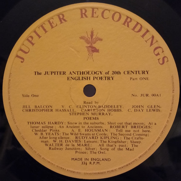 Various : The Jupiter Anthology Of 20th Century English Poetry Part 1 (LP)