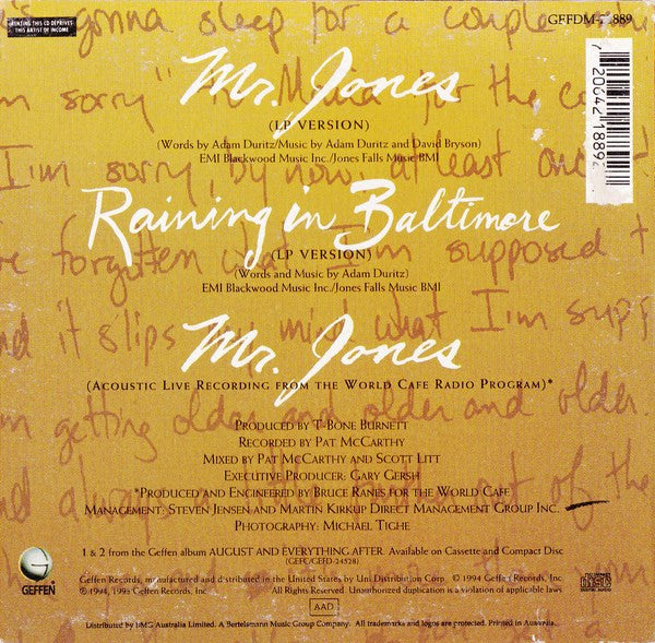 Counting Crows : Mr. Jones (CD, Single)