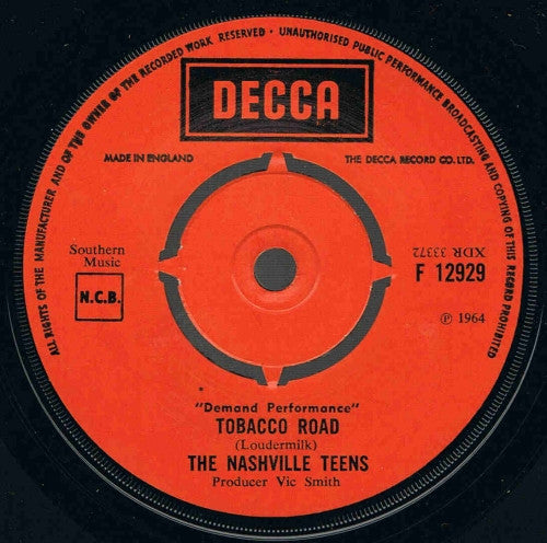 The Nashville Teens : Tobacco Road / All Along The Watchtower (7", Ora)