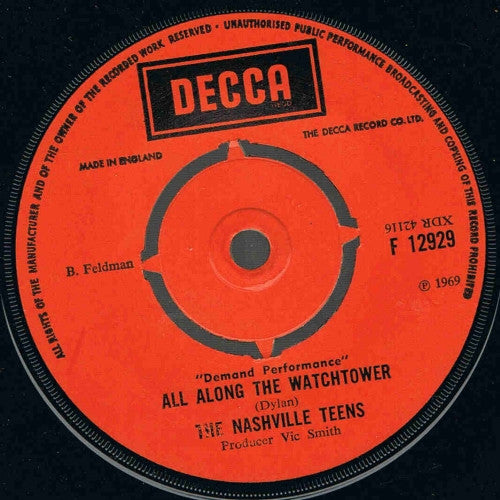 The Nashville Teens : Tobacco Road / All Along The Watchtower (7", Ora)