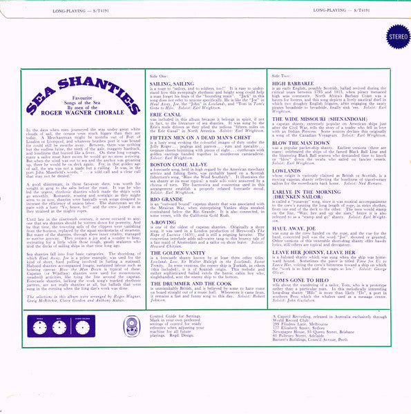 The Roger Wagner Chorale : Sea Shanties (LP, Album, Club)