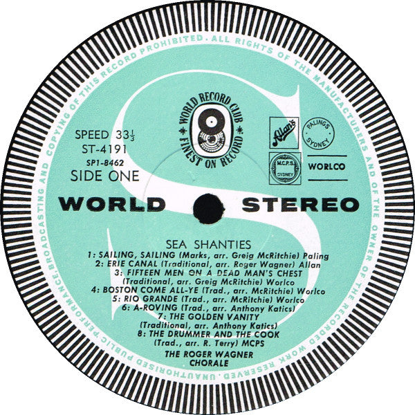 The Roger Wagner Chorale : Sea Shanties (LP, Album, Club)