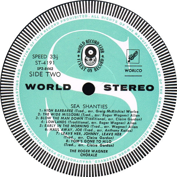 The Roger Wagner Chorale : Sea Shanties (LP, Album, Club)