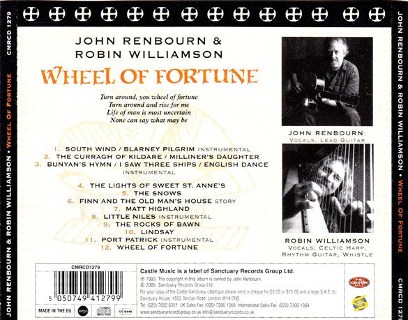 John Renbourn & Robin Williamson : Wheel Of Fortune (CD, Album, RE)