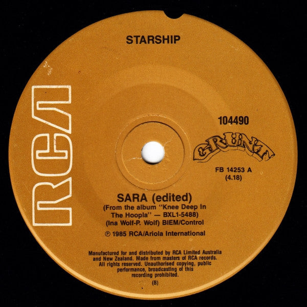 Starship (2) : Sara (7", Single)