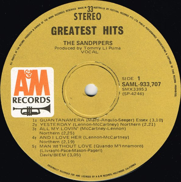 The Sandpipers : Greatest Hits (LP, Comp)