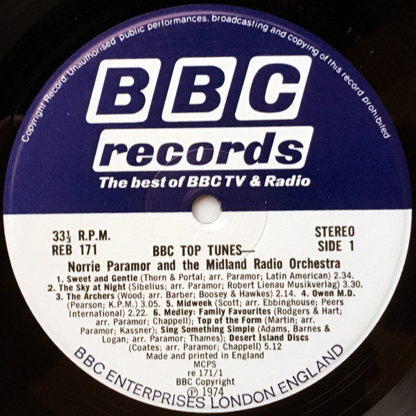 Norrie Paramor And The The Midland Radio Orchestra : BBC Top Tunes (LP)