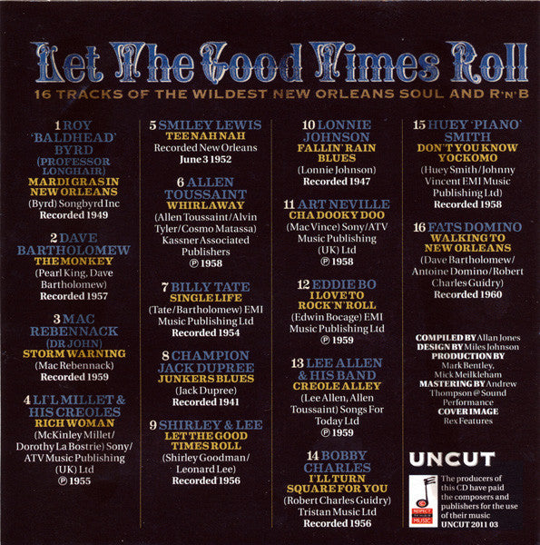 Various : Let The Good Times Roll (16 Tracks Of The Wildest New Orleans Soul And R'n'B) (CD, Comp, Car)