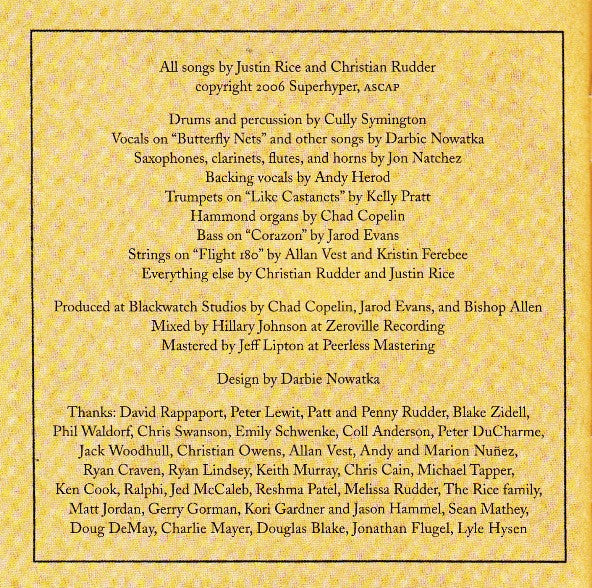 Bishop Allen : Bishop Allen & The Broken String (CD, Album)