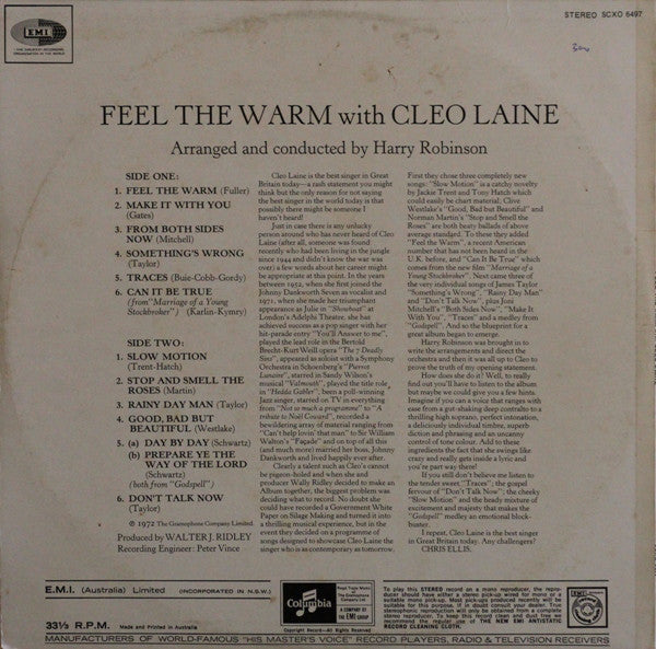 Cleo Laine : Feel The Warm With Cleo Laine (LP, Album)